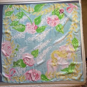 Vintage Pink Ribbon Breast Cancer Silk Scarf